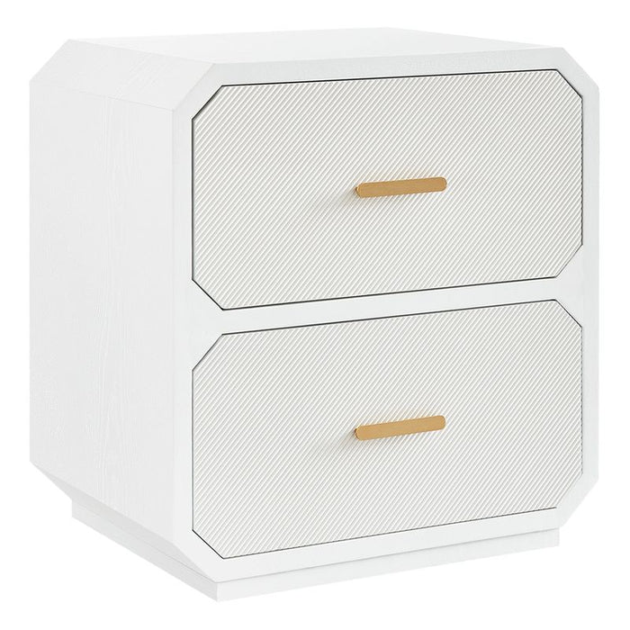 Anderson 2 Drawer Bedside Table - White, Wood Metal, 65cm H