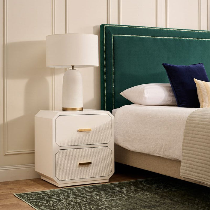 Anderson 2 Drawer Bedside Table - White, Wood Metal, 65cm H