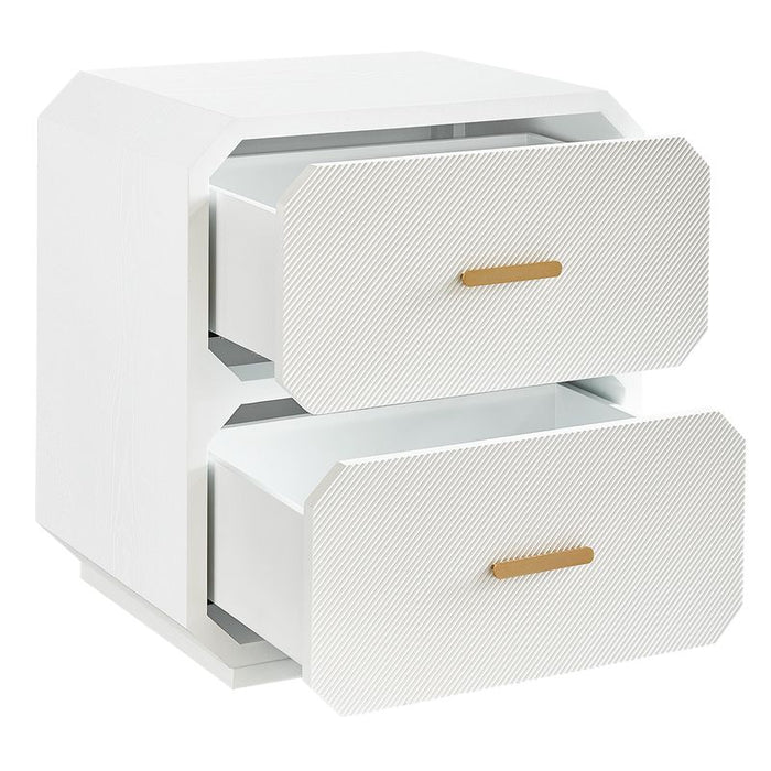 Anderson 2 Drawer Bedside Table - White, Wood Metal, 65cm H