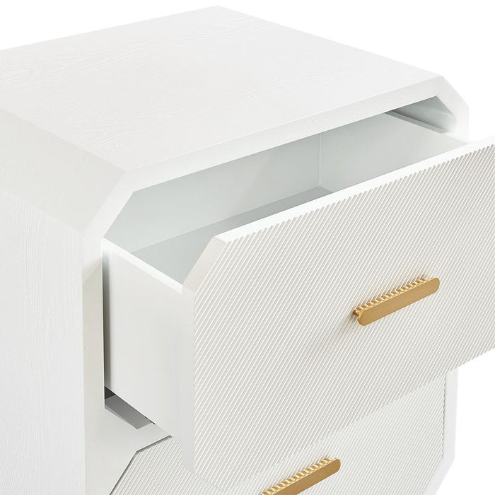 Anderson 2 Drawer Bedside Table - White, Wood Metal, 65cm H