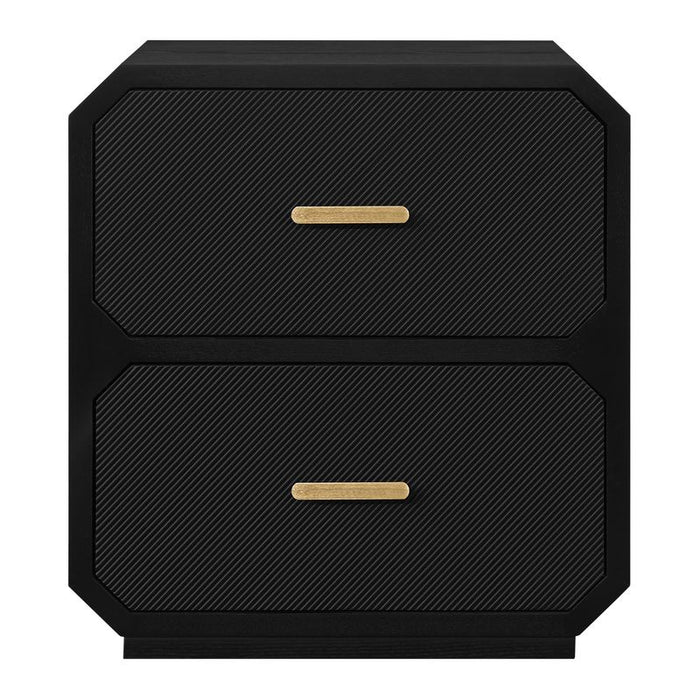 Anderson 2 Drawer Bedside Table - Black