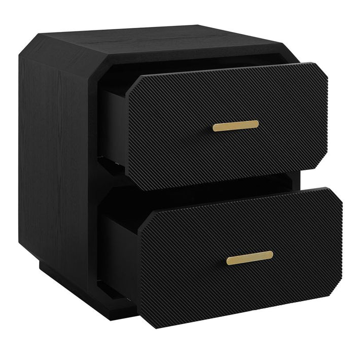 Anderson 2 Drawer Bedside Table - Black