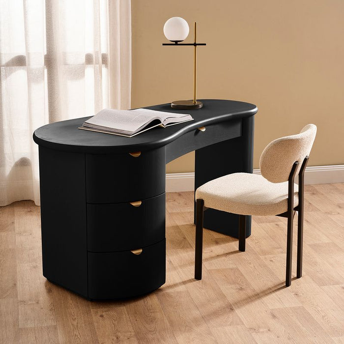Lina Desk - Black, Wood Metal, 150cm