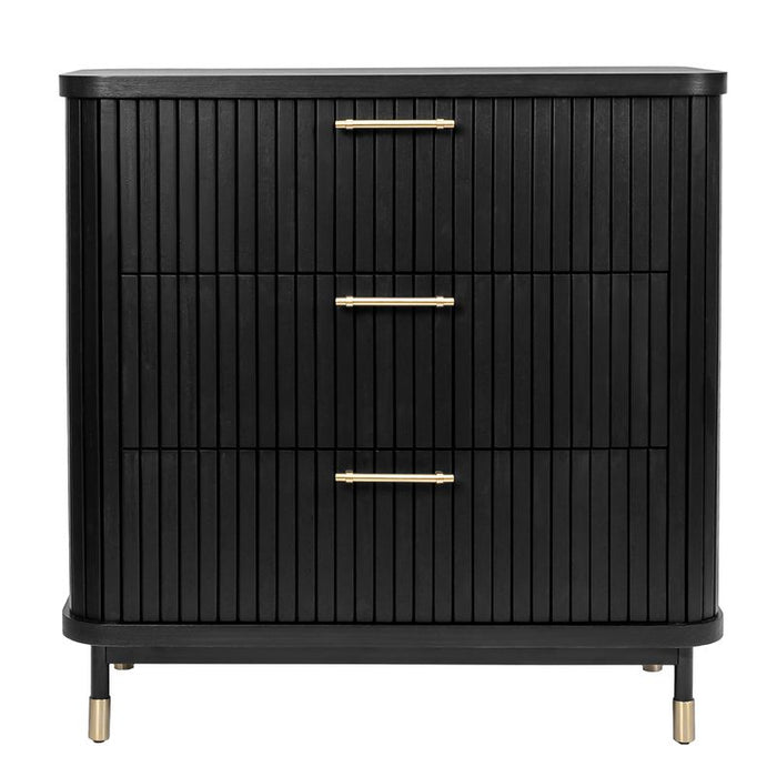 Sophia 3 Drawer Chest - Black, Wood Metal
