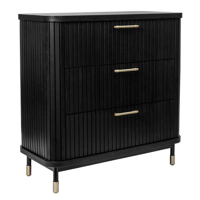Sophia 3 Drawer Chest - Black, Wood Metal