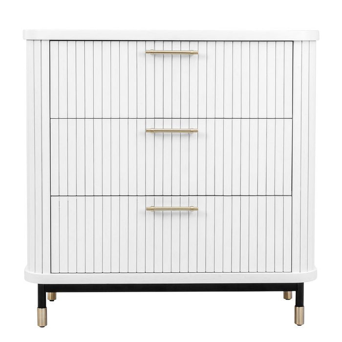 Sophia 3 Drawer Chest - White, Wood Metal