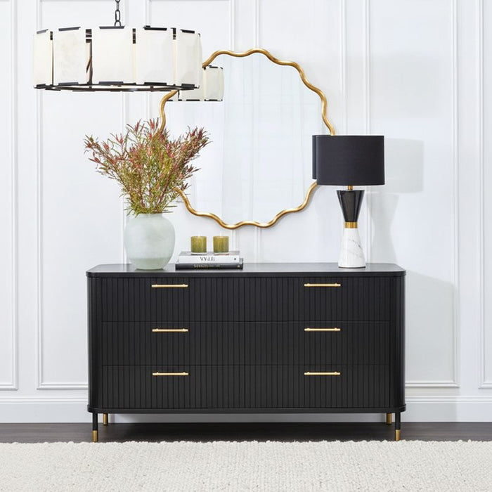 Sophia 6 Drawer Chest - Black, Wood Metal
