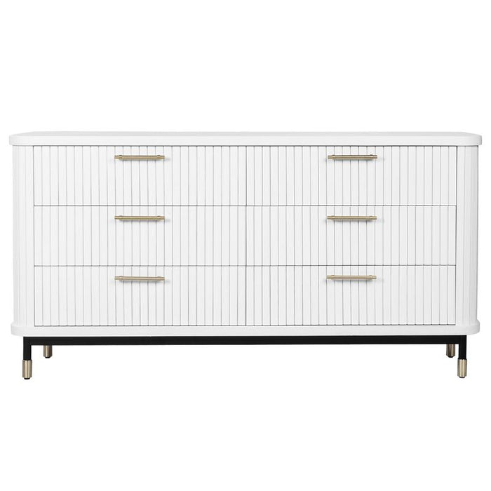 Sophia 6 Drawer Chest - White, Wood Metal