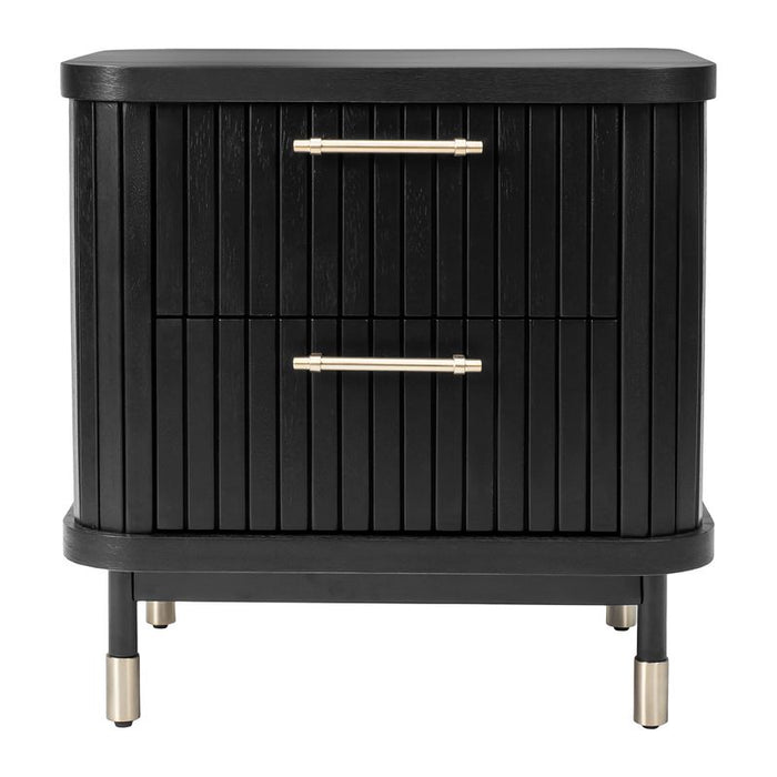 Sophia Bedside Table - Black, Wood Metal, 61cm H