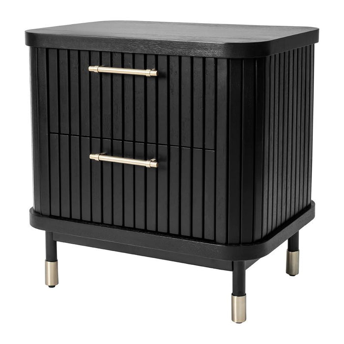 Sophia Bedside Table - Black, Wood Metal, 61cm H