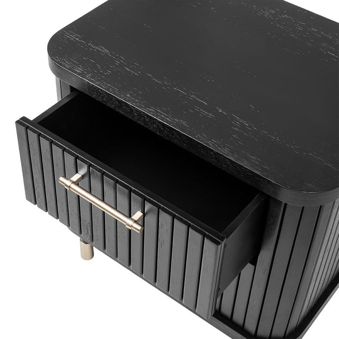 Sophia Bedside Table - Black, Wood Metal, 61cm H