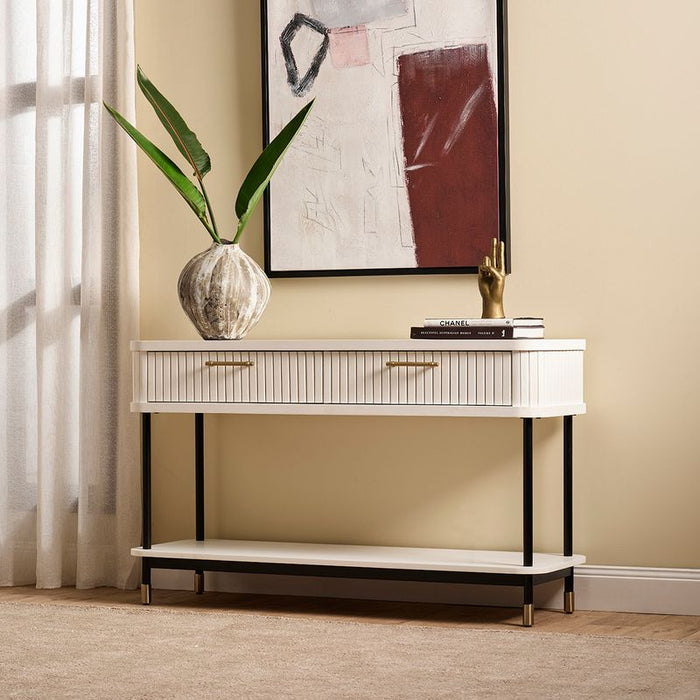 Sophia Console Table - White, Wood Metal, 140cm