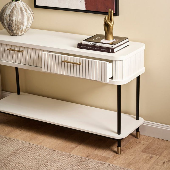 Sophia Console Table - White, Wood Metal, 140cm