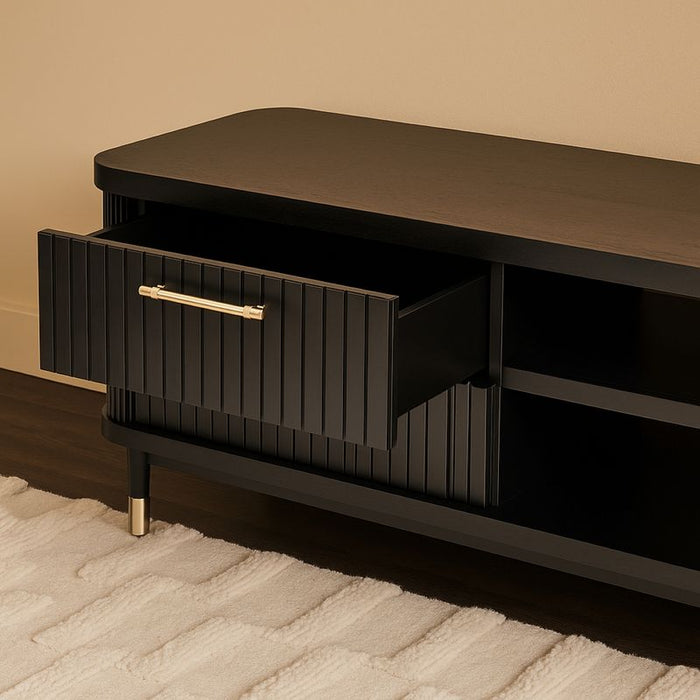 Sophia Entertainment Unit - Black, Wood Metal, 200cm