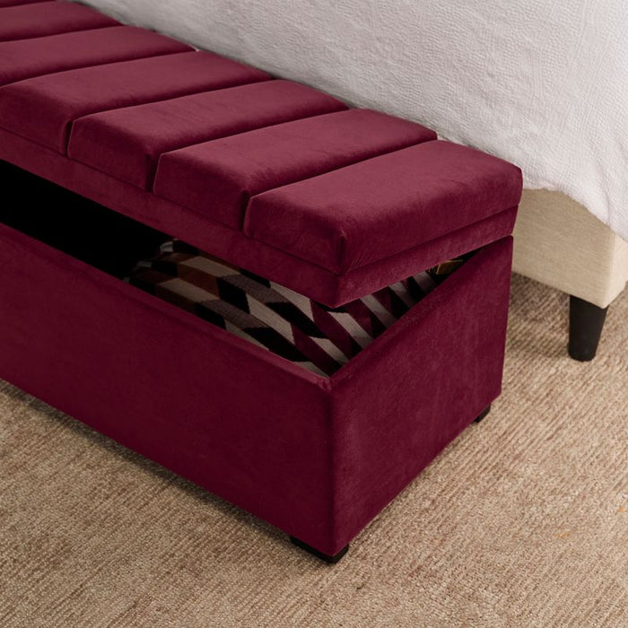 Soho Storage Bench Ottoman - Wine, Velvet