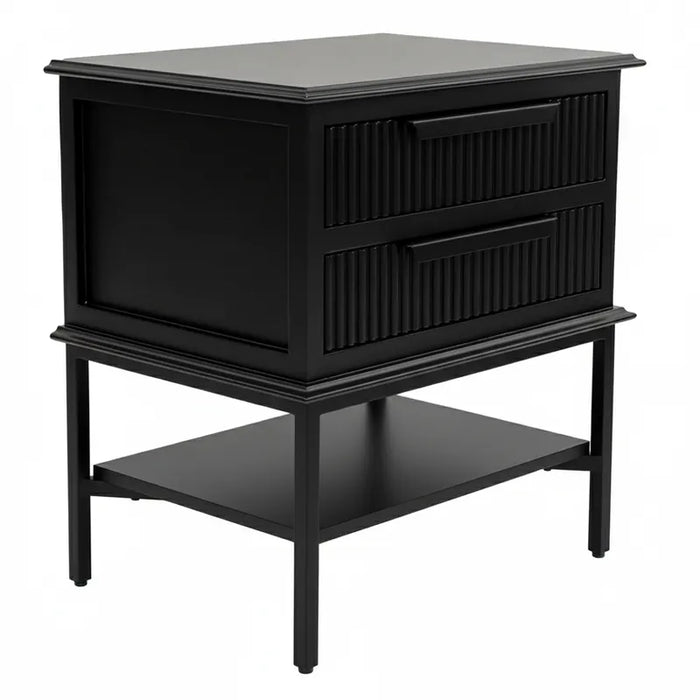 Aimee Bedside Table - Small All Black, Metal, 60cm H