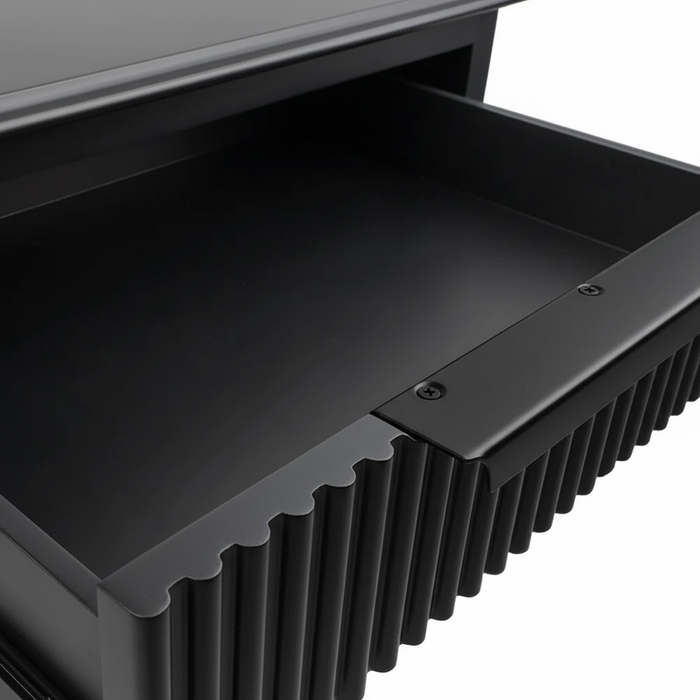 Aimee Bedside Table - Small All Black, Metal, 60cm H