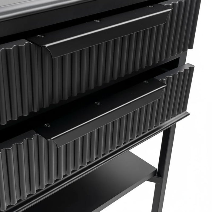 Aimee Bedside Table - Small All Black, Metal, 60cm H