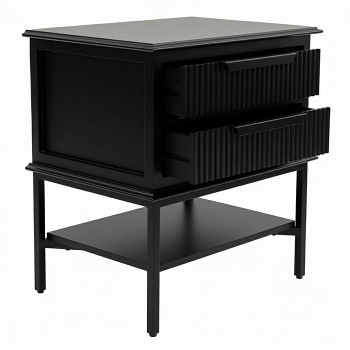 Aimee Bedside Table - Small All Black, Metal, 60cm H