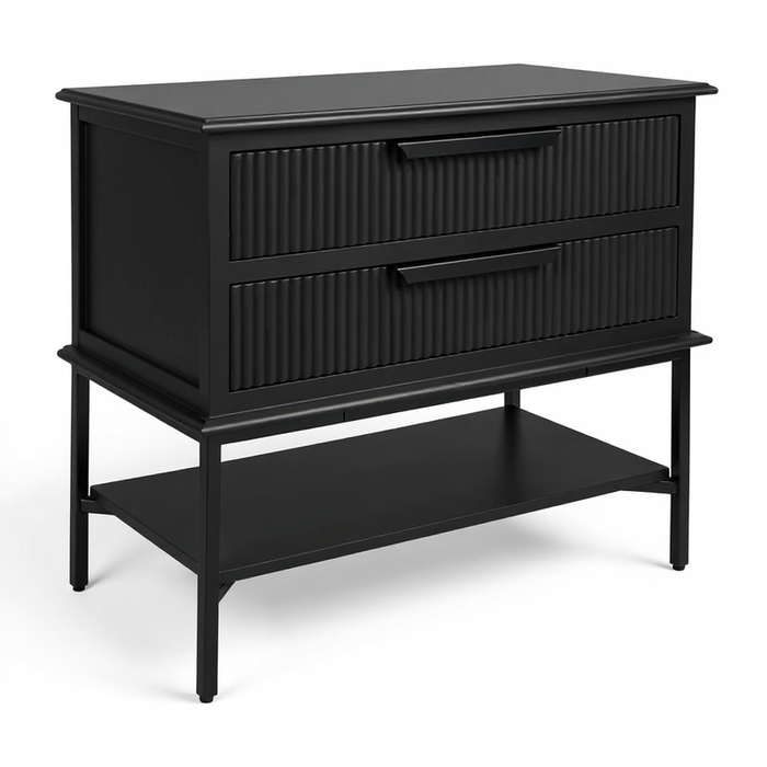 Aimee Bedside Table - Large All Black, Metal, 70cm H