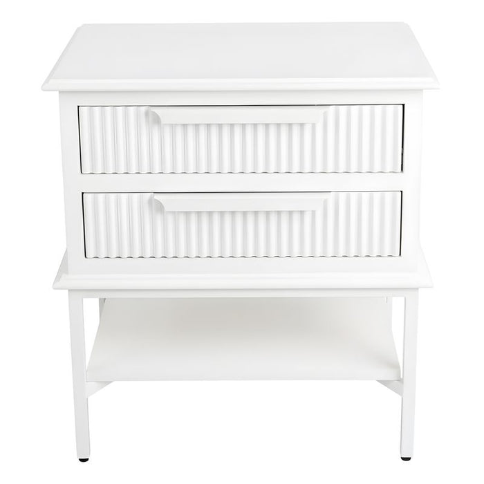 Aimee Bedside Table - Small All White, Metal, 60cm H