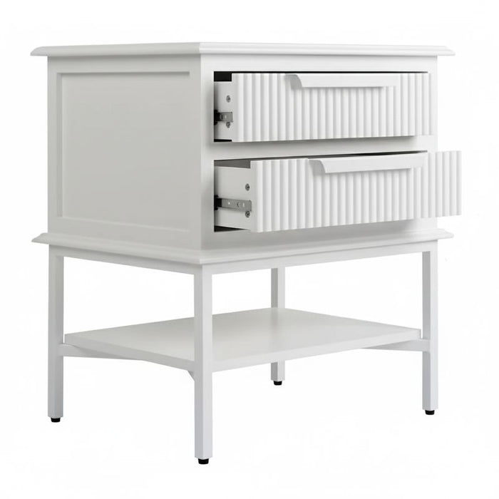 Aimee Bedside Table - Small All White, Metal, 60cm H