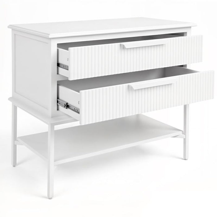 Aimee Bedside Table - Large All White, Metal, 70cm H