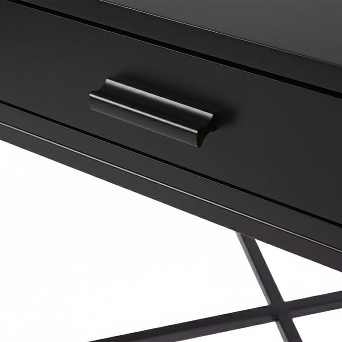 Nessa 1 Drawer Bedside Table - All Black, Metal, 60cm H