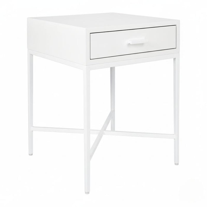 Nessa 1 Drawer Bedside Table - All White