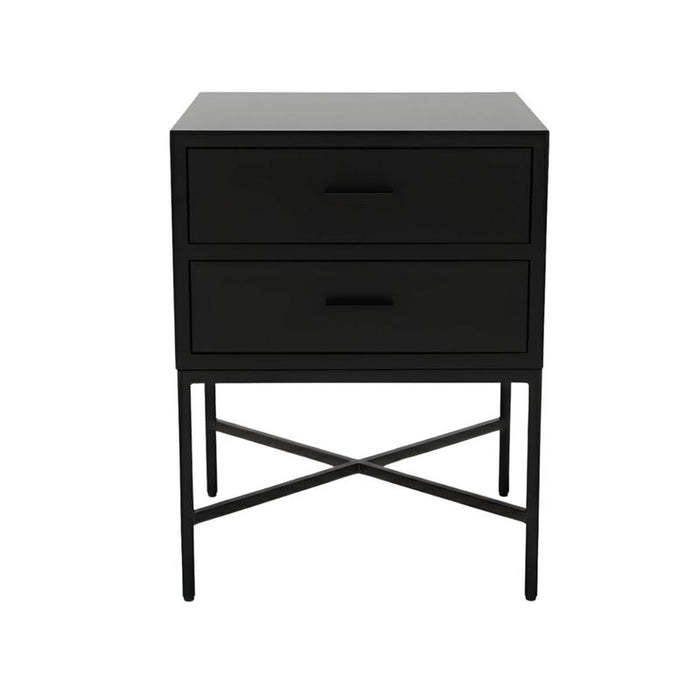 Nessa 2 Drawer Bedside Table - All Black
