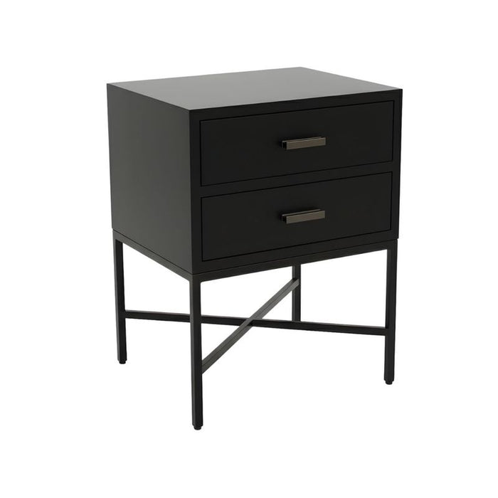 Nessa 2 Drawer Bedside Table - All Black