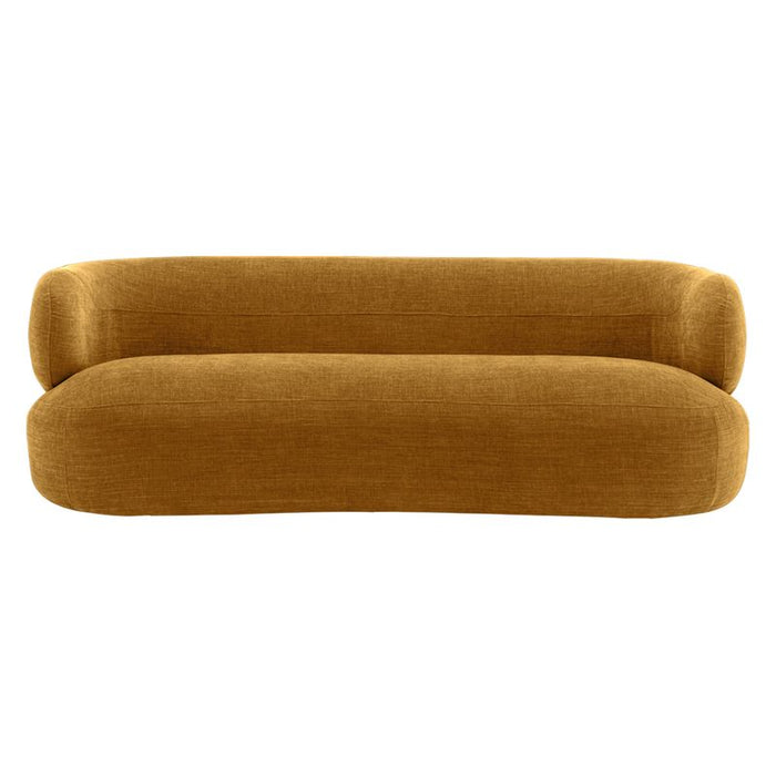 Greenwich 3 Seater Sofa - Mustard Chenille, Black Fabric Wood, 229.5cm