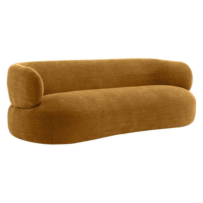 Greenwich 3 Seater Sofa - Mustard Chenille, Black Fabric Wood, 229.5cm