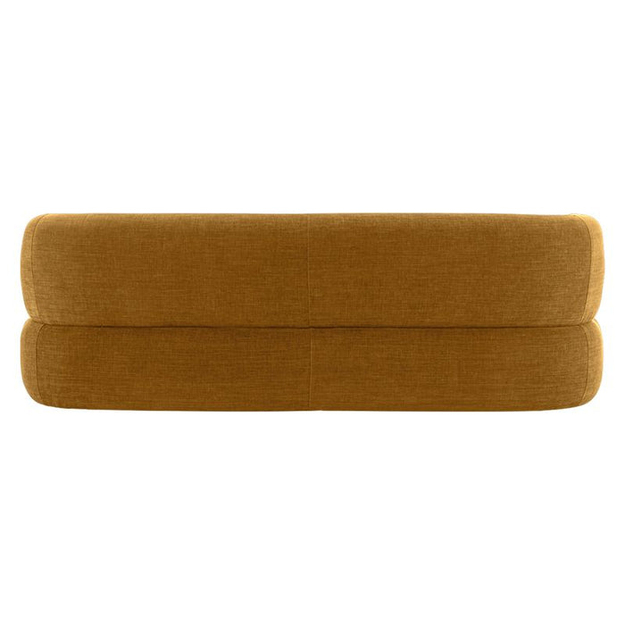 Greenwich 3 Seater Sofa - Mustard Chenille, Black Fabric Wood, 229.5cm