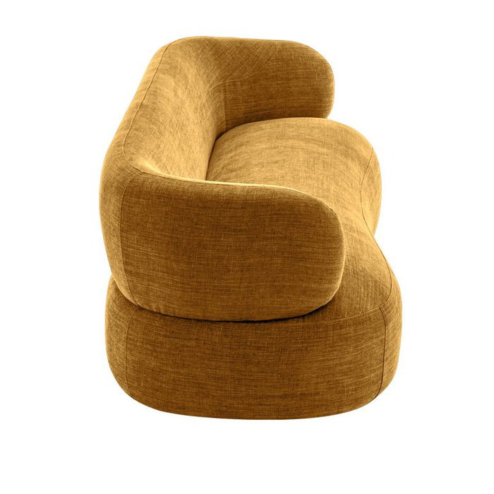 Greenwich 3 Seater Sofa - Mustard Chenille, Black Fabric Wood, 229.5cm
