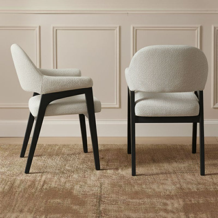 Koen Dining Chair - Ivory, Fabric Wood