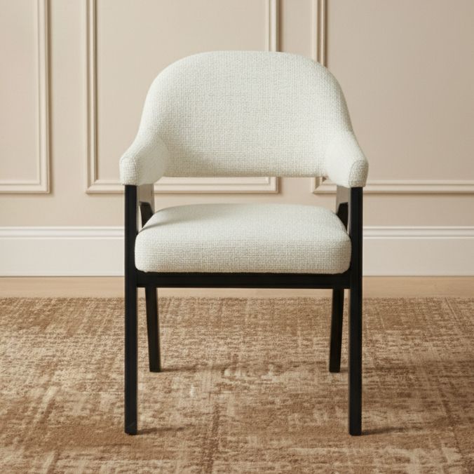 Koen Dining Chair - Ivory, Fabric Wood