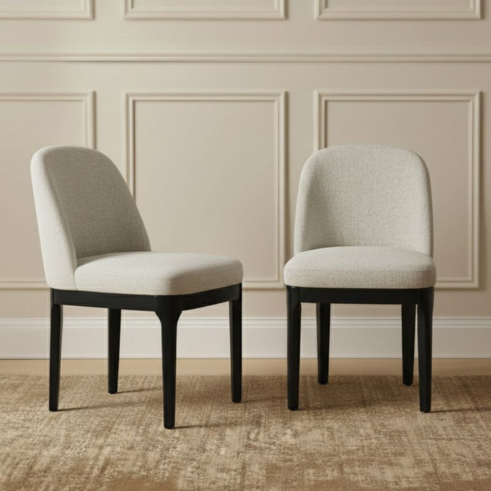 Jamie Black Dining Chair Set of 2 - Natural, Fabric Wood