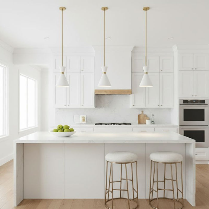 Oslo Pendant - White w Brass