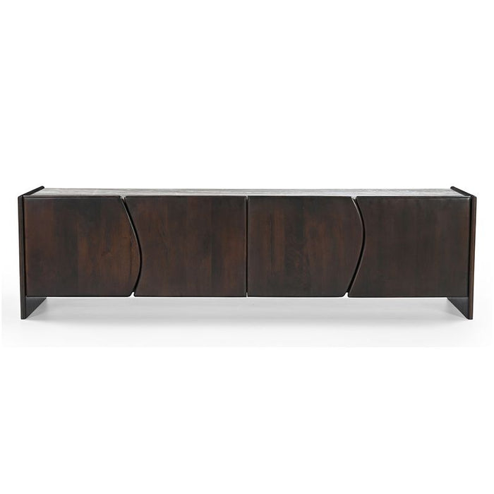 Edwin River Brown Marble Entertainment Unit - Dark Walnut, 200cm