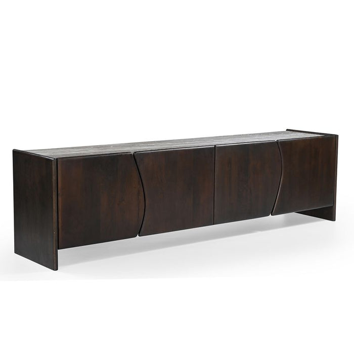 Edwin River Brown Marble Entertainment Unit - Dark Walnut, 200cm