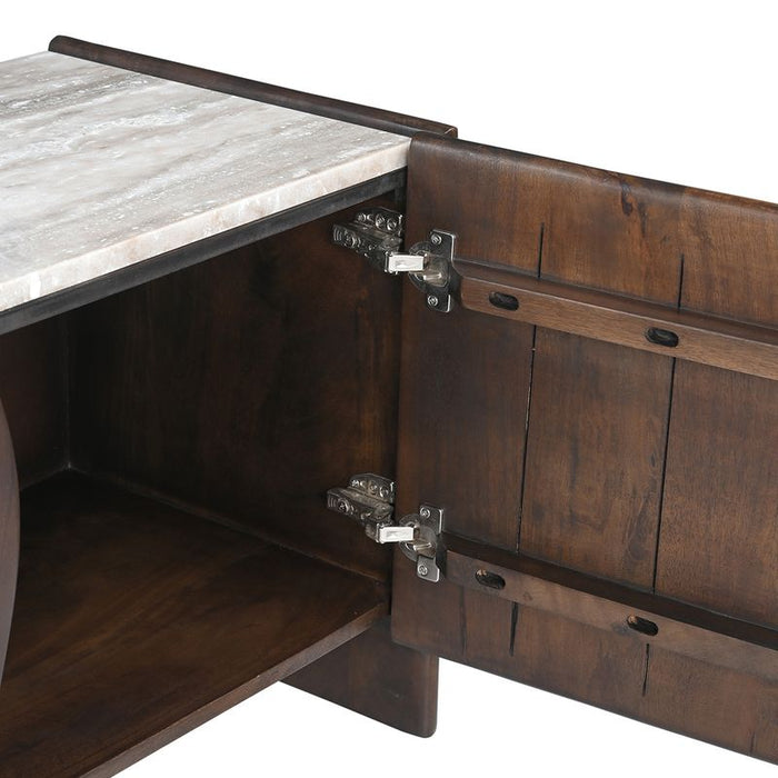 Edwin River Brown Marble Entertainment Unit - Dark Walnut, 200cm