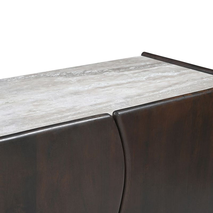 Edwin River Brown Marble Entertainment Unit - Dark Walnut, 200cm