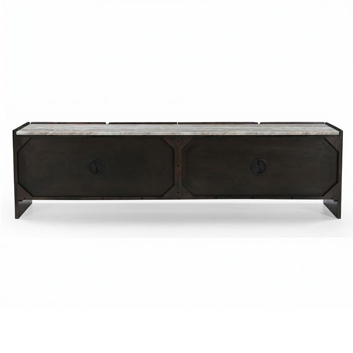 Edwin River Brown Marble Entertainment Unit - Dark Walnut, 200cm