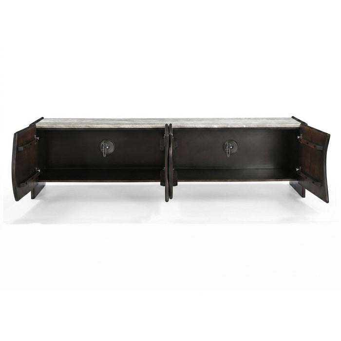 Edwin River Brown Marble Entertainment Unit - Dark Walnut, 200cm