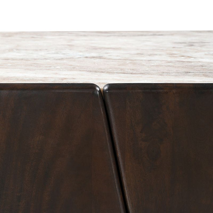 Edwin River Brown Marble Buffet - Dark Walnut