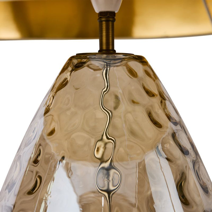 Mabel Table Lamp - Gold Fabric Glass, 73cm H