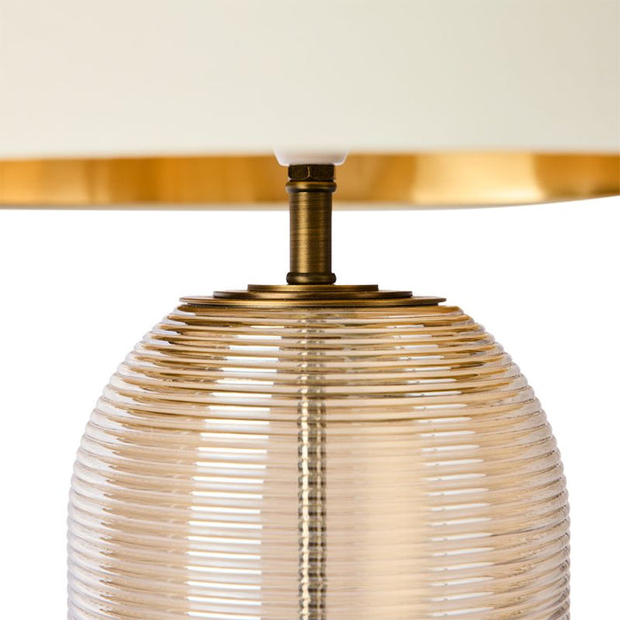 Alistair Table Lamp - Gold Fabric Glass, 69cm H