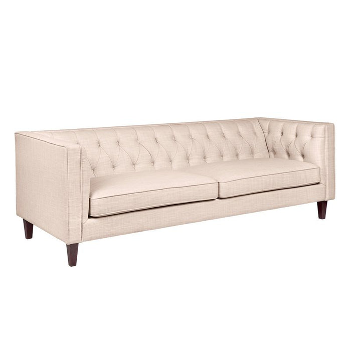 Tuxedo 3 Seater Tufted Sofa - Fawn Linen, 228cm