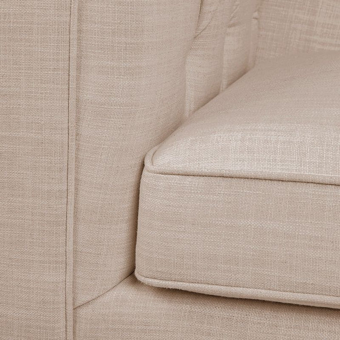 Tuxedo 3 Seater Tufted Sofa - Fawn Linen, 228cm